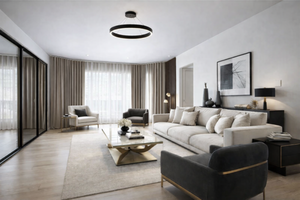 virtually staged room in the contemporary luxury style